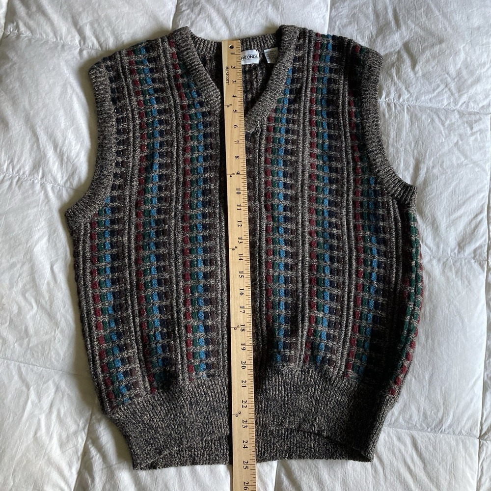 Vtg Members Only Sweater Vest Wool Blend Mens L Eclectic Grandpa Grandpacore EUC - Picture 10 of 10